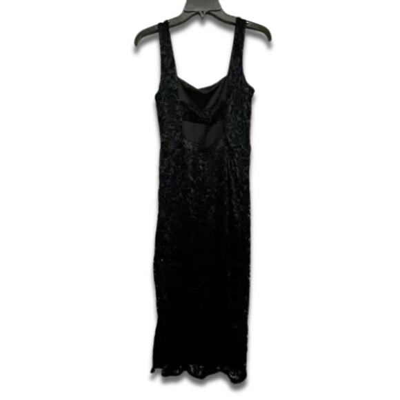 Sam Edelman Midi Dress Lace Design Cut Out Back Side Zip Closure Black W 2 NWOT - Picture 5 of 9